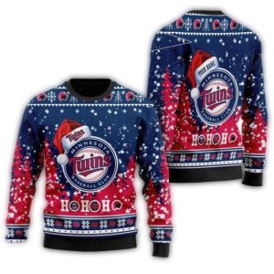 Personalized Minnesota Twins Snowflake Ho Ho Ho Ugly Christmas Sweater