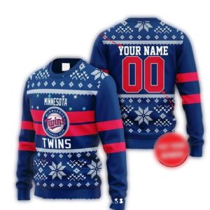 Personalized Minnesota Twins Snowflake Holiday Sweatshirt For Fans