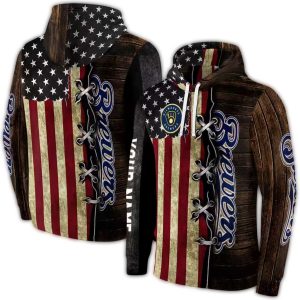 Personalized Milwaukee Brewers American Pride All Over Print Hoodie