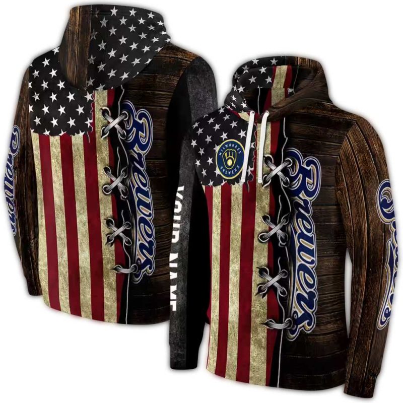 Personalized Miwaukee Brewers American Pride AOP Hoodie 1