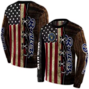 Personalized Milwaukee Brewers American Pride All Over Print Sweatshirt