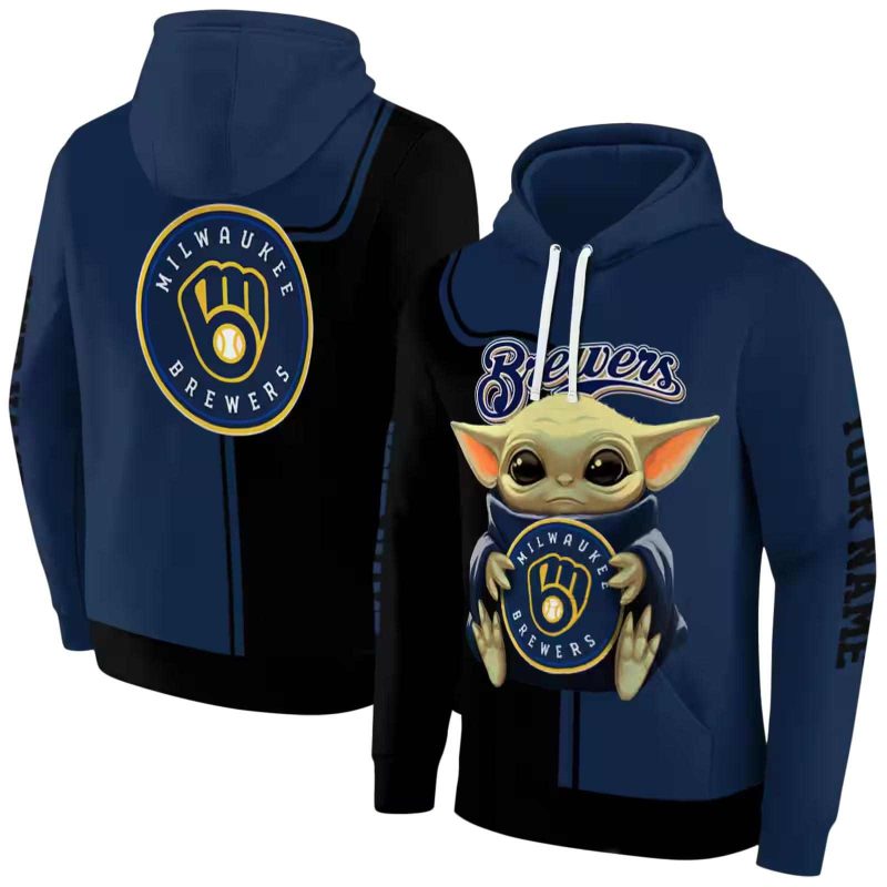 Personalized Miwaukee Brewers Baby Yoda AOP Hoodie 1