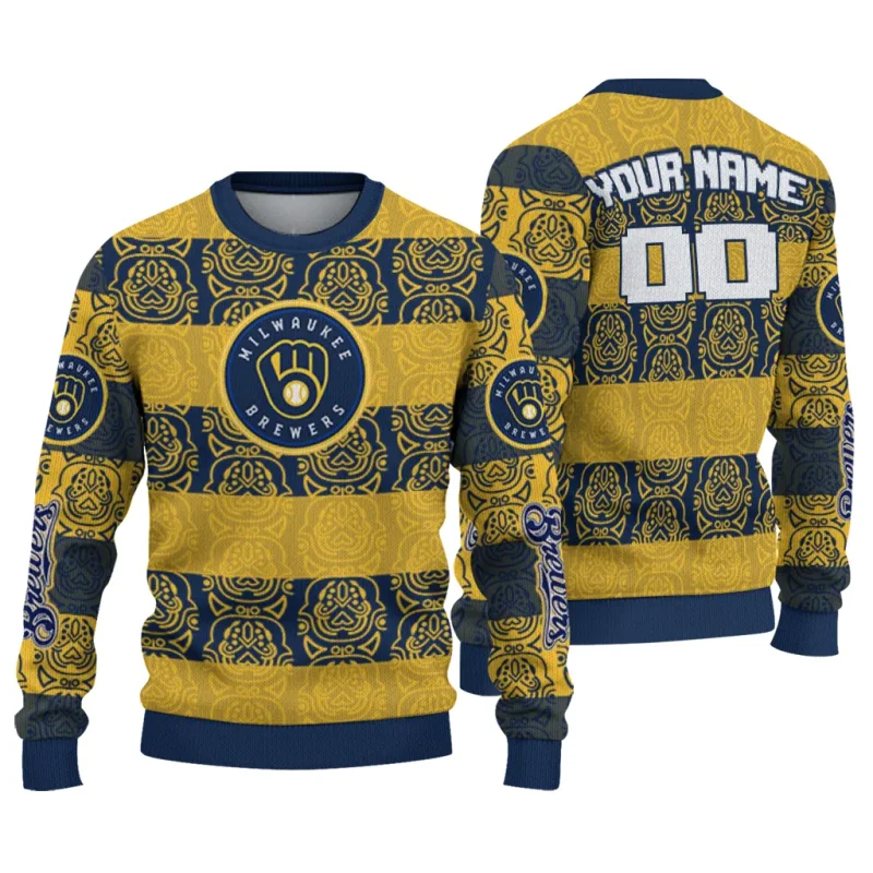 Personalized Miwaukee Brewers Bulldog Motif Ugly Sweater 1