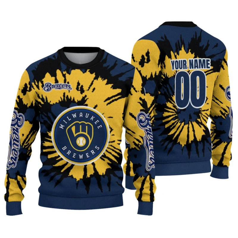 Personalized Miwaukee Brewers Burst Swirl Ugly Sweater 1
