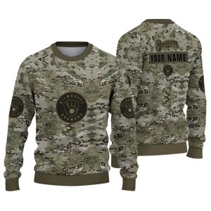 Personalized Milwaukee Brewers Camouflage Blend Ugly Sweater