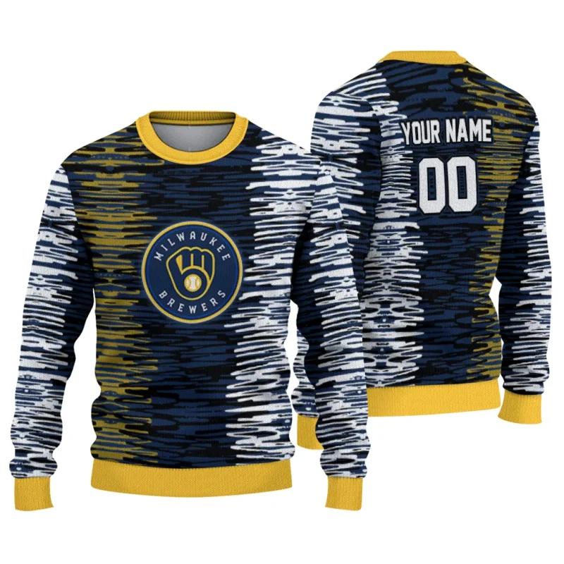 Personalized Miwaukee Brewers Camouflage Stripe Ugly Sweater 1
