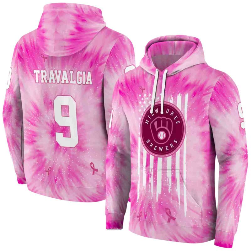 Personalized Miwaukee Brewers Cancer Support Pink AOP Hoodie 1