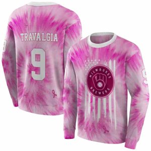 Personalized Milwaukee Brewers Cancer Support Pink All Over Print Sweatshirt
