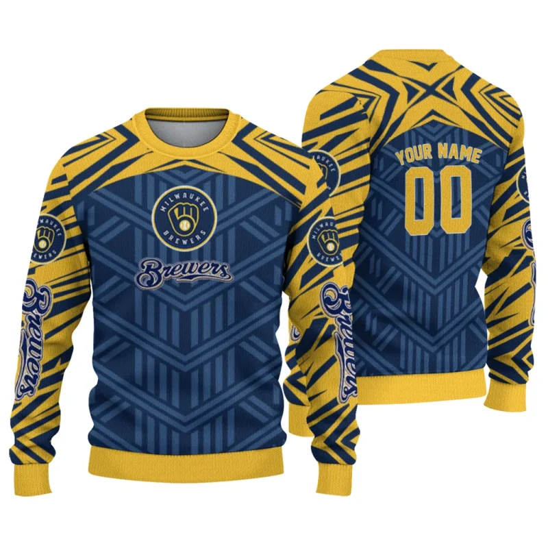 Personalized Miwaukee Brewers Chevron Pattern Ugly Sweater 1