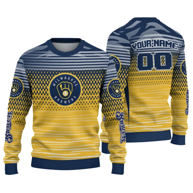 Personalized Miwaukee Brewers Diamond Mesh Ugly Sweater 1