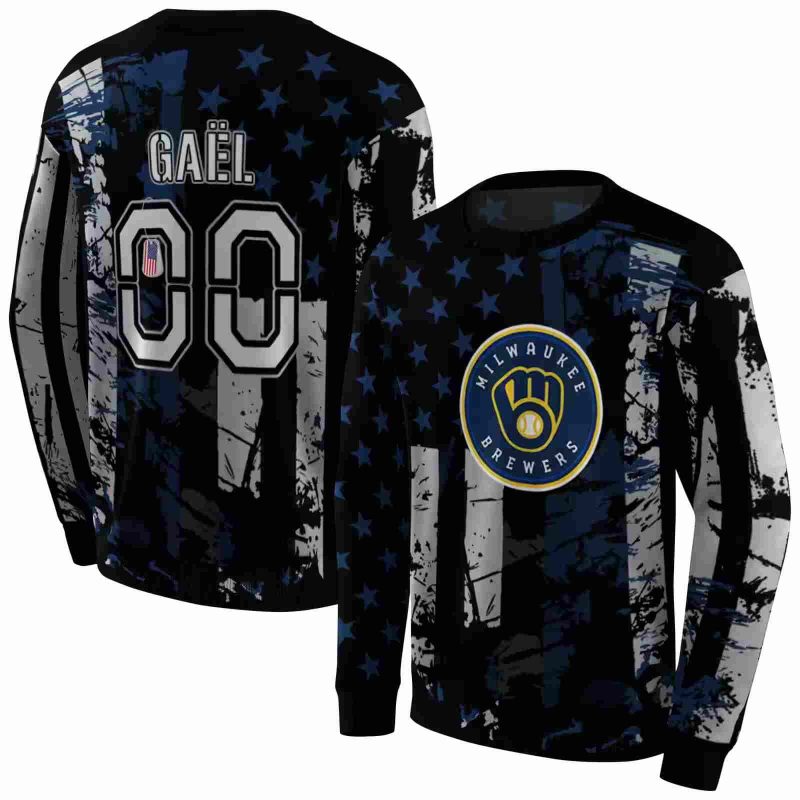 Personalized Miwaukee Brewers Distressed Flag AOP Sweatshirt 1
