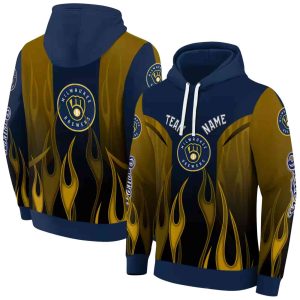 Personalized Milwaukee Brewers Flame All Over Print Hoodie