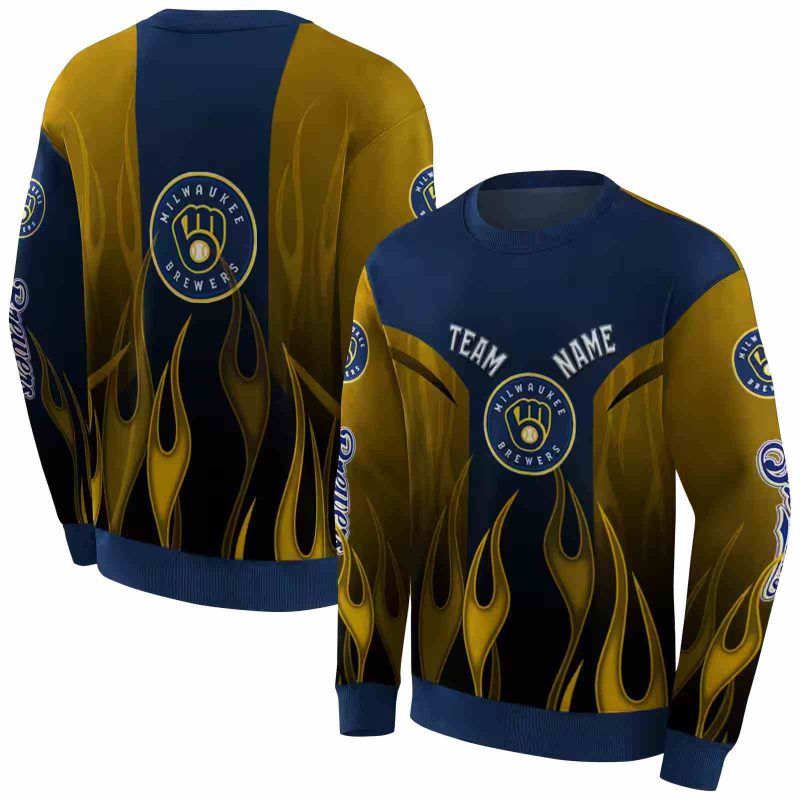 Personalized Miwaukee Brewers Flame AOP Sweatshirt 1
