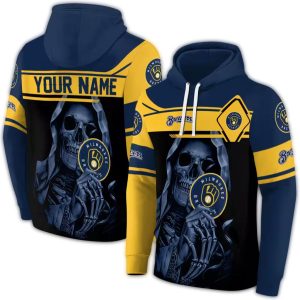 Personalized Milwaukee Brewers Grim Reaper All Over Print Hoodie