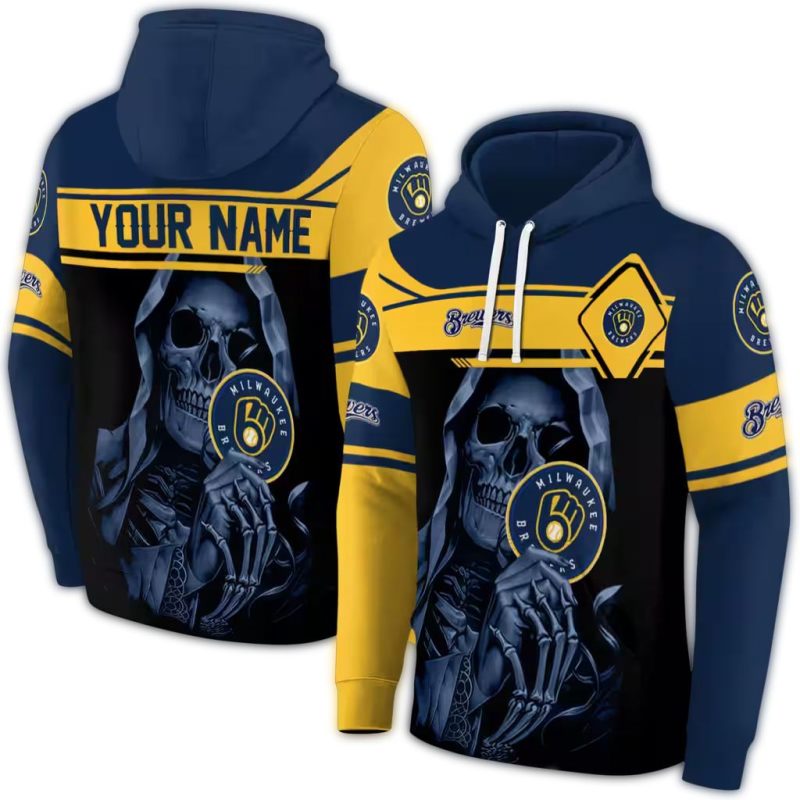 Personalized Miwaukee Brewers Grim Reaper AOP Hoodie 1