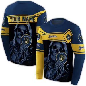 Personalized Milwaukee Brewers Grim Reaper All Over Print Sweatshirt