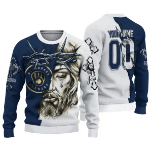 Personalized Milwaukee Brewers Jesus Tears Ugly Sweater