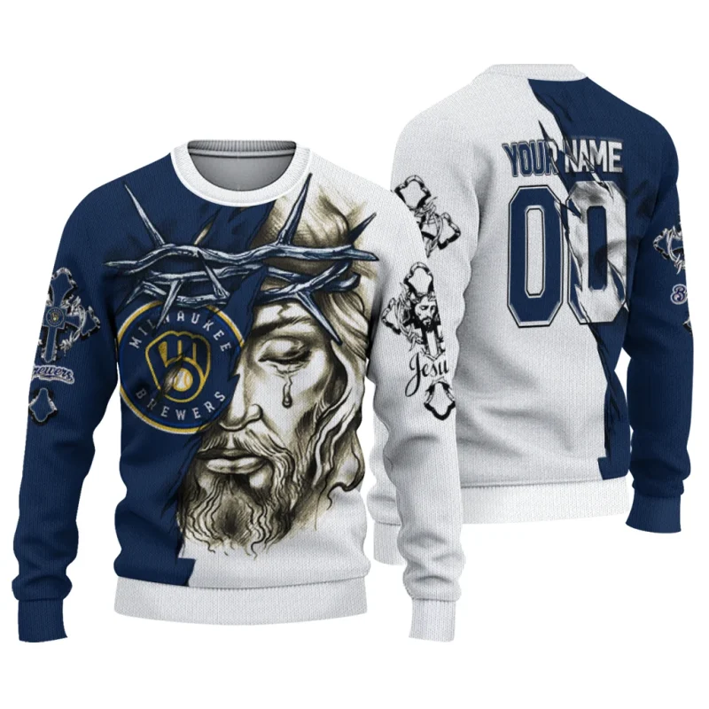 Personalized Miwaukee Brewers Jesus Tears Ugly Sweater 1