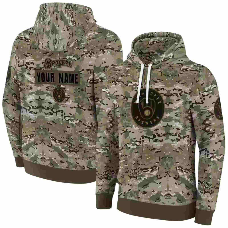 Personalized Miwaukee Brewers Military Style AOP Hoodie 1