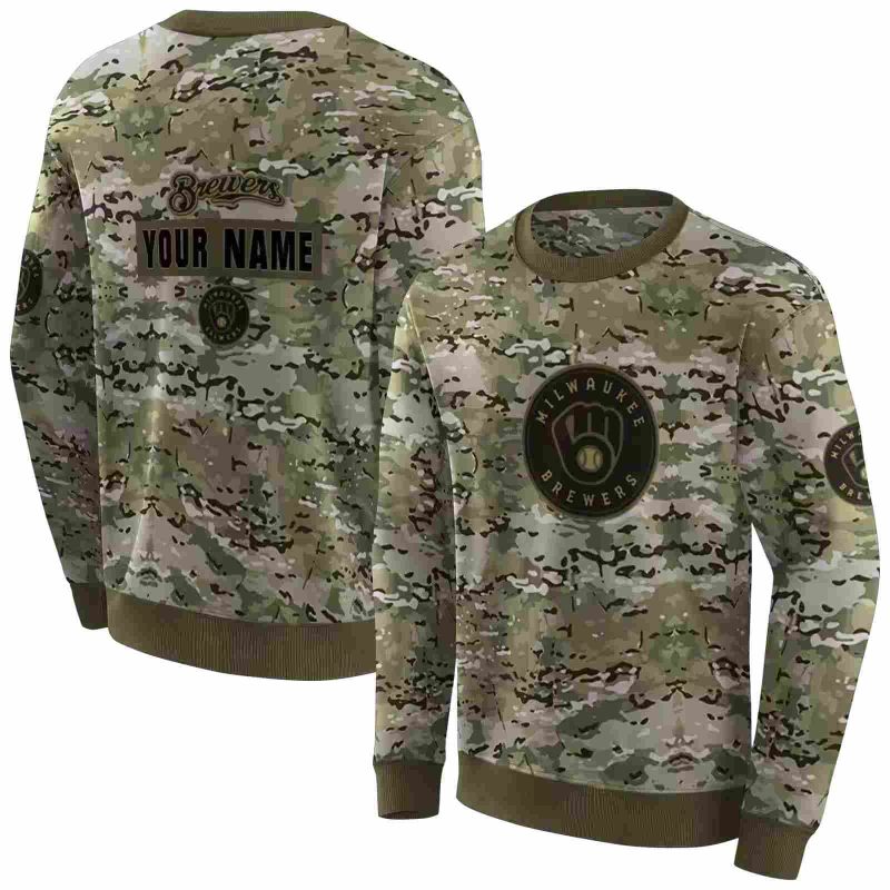 Personalized Miwaukee Brewers Military Style AOP Sweatshirt 1