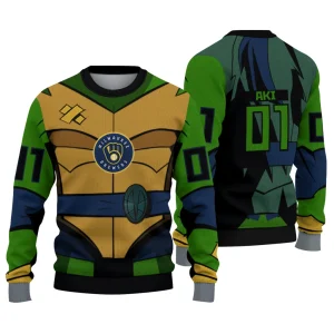 Personalized Milwaukee Brewers Ninja Turtle Ugly Sweater