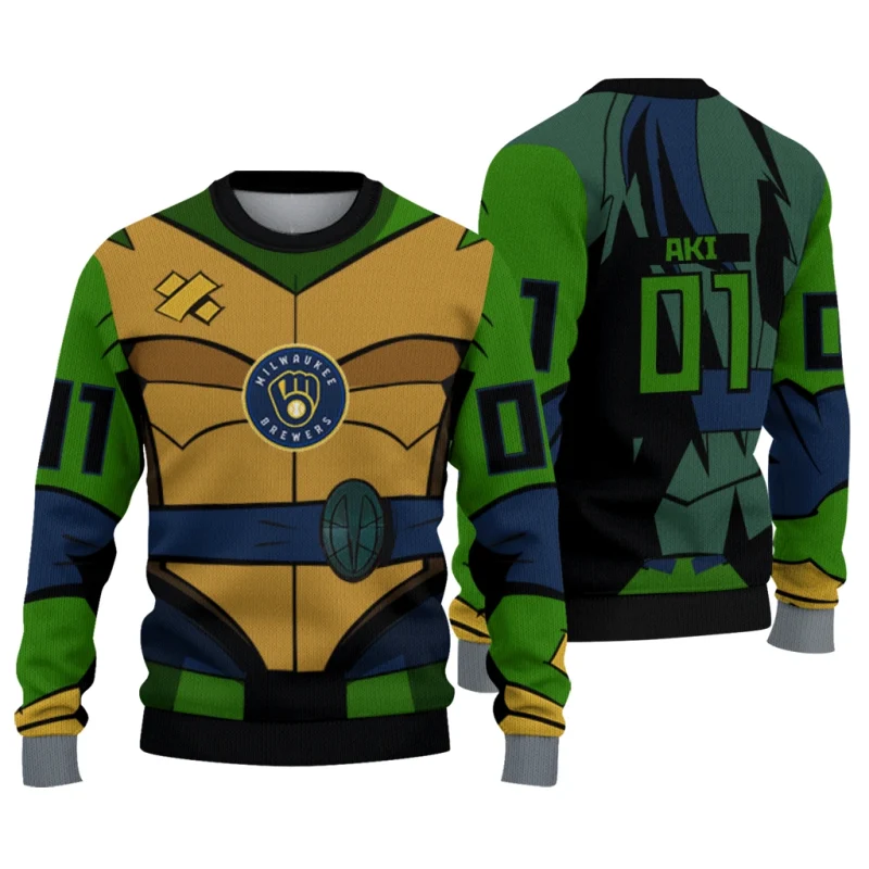 Personalized Miwaukee Brewers Ninja Turtle Ugly Sweater 1