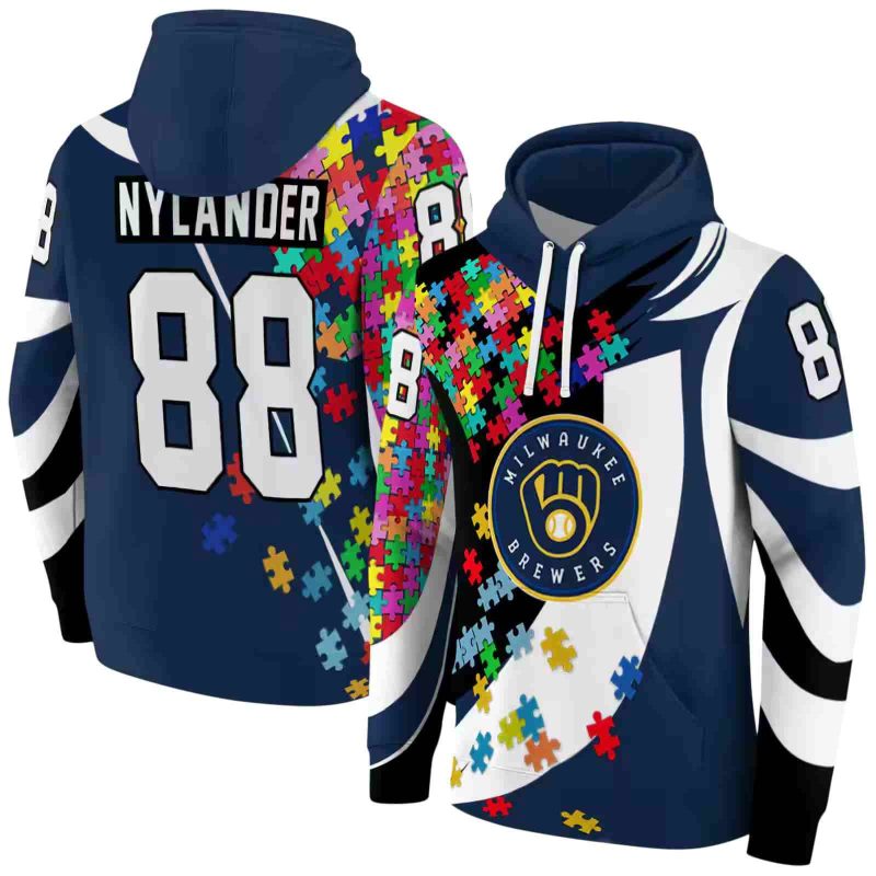 Personalized Miwaukee Brewers Puzzle Pieces AOP Hoodie 1