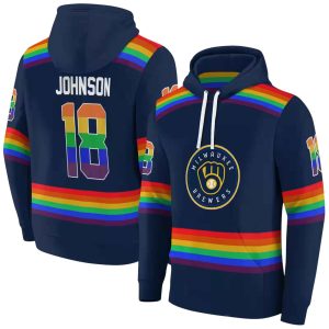 Personalized Milwaukee Brewers Rainbow Stripes All Over Print Hoodie