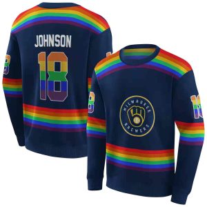 Personalized Milwaukee Brewers Rainbow Stripes All Over Print Sweatshirt