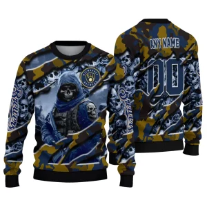 Personalized Milwaukee Brewers Skull Horde Ugly Sweater