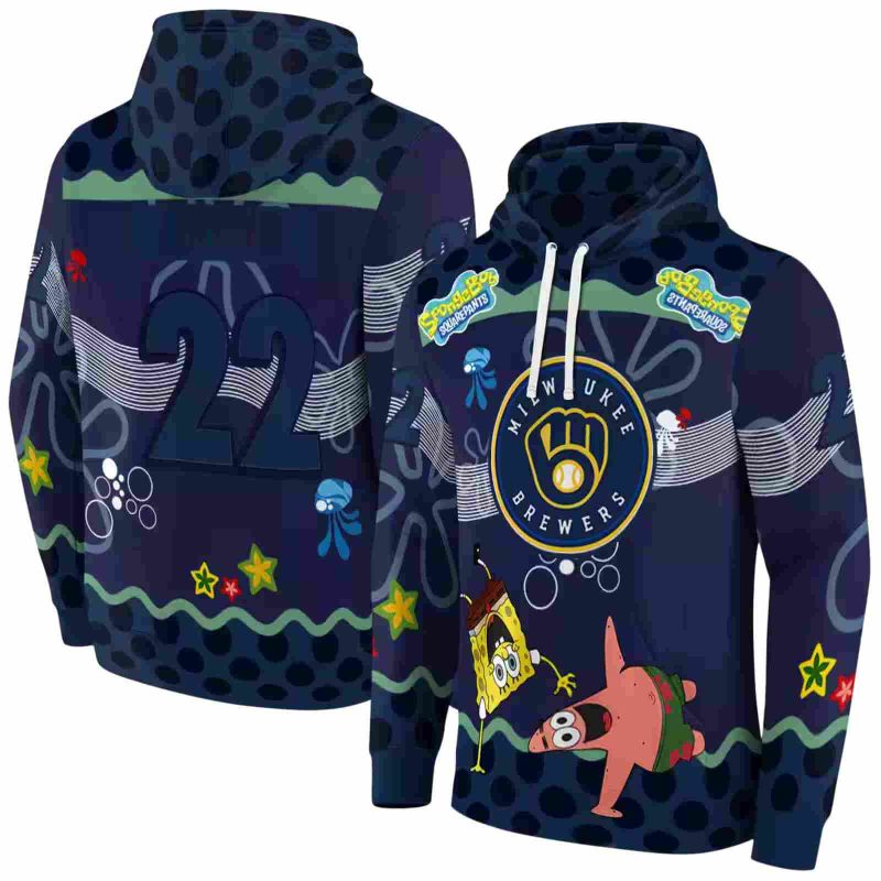 Personalized Miwaukee Brewers Sponge Patrick Star AOP Hoodie 1