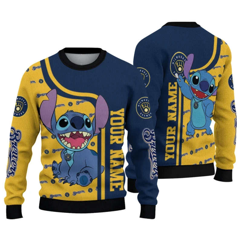 Personalized Miwaukee Brewers Stitch Ugly Sweater 1