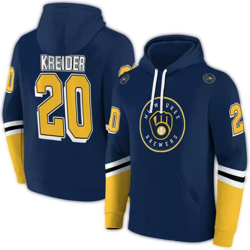 Personalized Miwaukee Brewers Striped AOP Hoodie 1