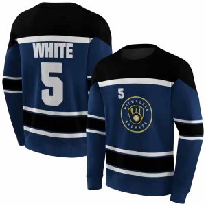 Personalized Milwaukee Brewers Striped Pattern All Over Print Sweatshirt