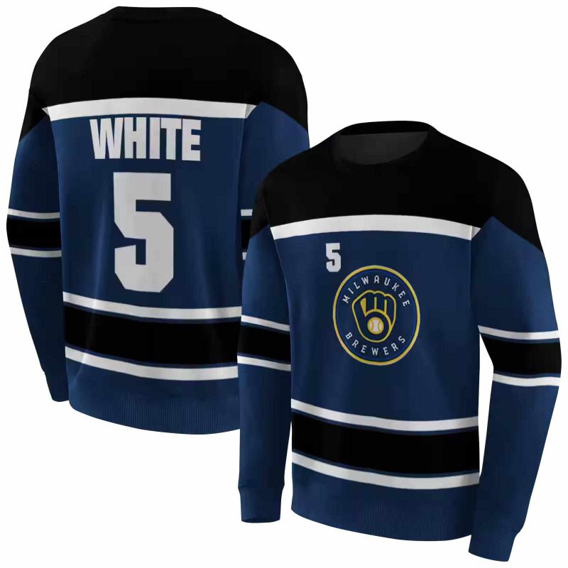 Personalized Miwaukee Brewers Striped Pattern AOP Sweatshirt 1