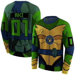 Personalized Milwaukee Brewers Superhero Armor All Over Print Sweatshirt