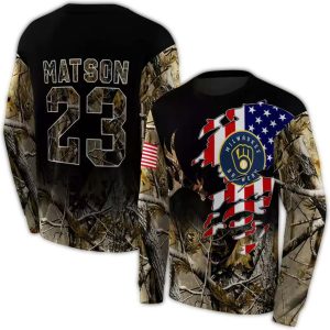 Personalized Milwaukee Brewers Tree Camo All Over Print Sweatshirt