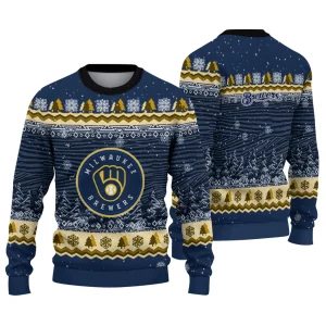 Personalized Milwaukee Brewers Tree Pattern Ugly Sweater
