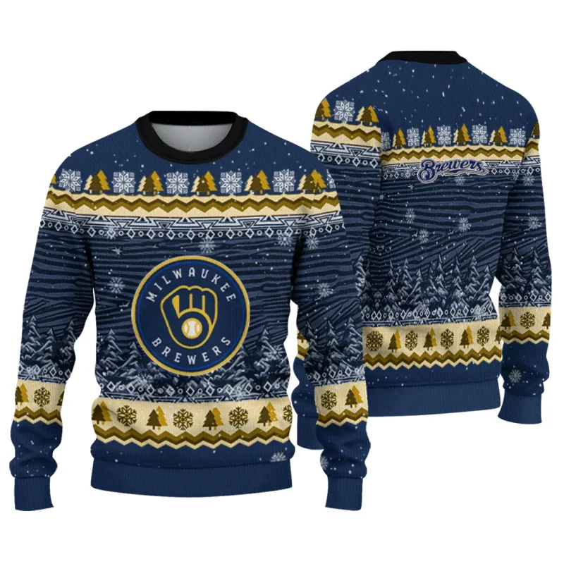 Personalized Miwaukee Brewers Tree Pattern Ugly Sweater 1