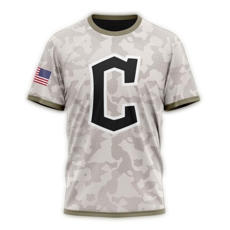 Personalized Name and Number Cleveland Guardians Camo Armed Forces Day AOP T Shirt 1