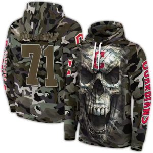 Custom Camo Skull Hoodie With Name & Number For Cleveland Guardians Fans