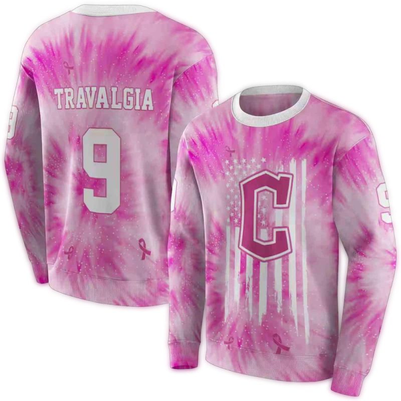 Personalized Name and Number Cleveland Guardians Cancer Support AOP Sweatshirt 1