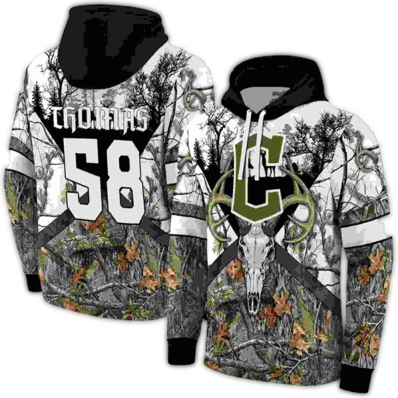 Personalized Name and Number Cleveland Guardians Forest Silhouette AOP Hoodie 1