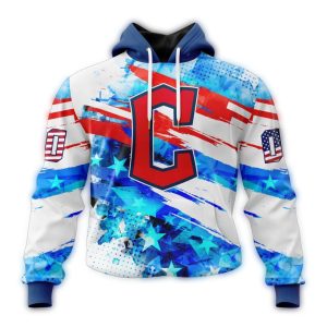 Custom Name & Number Cleveland Guardians 4Th Of July All-Over Print Hoodie