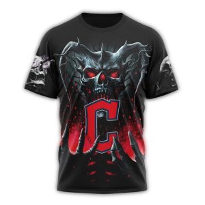 Custom Cleveland Guardians Skull Halloween All Over Print T-Shirt