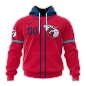 Custom Cleveland Guardians Stripe All-Over Print Hoodie With Name & Number