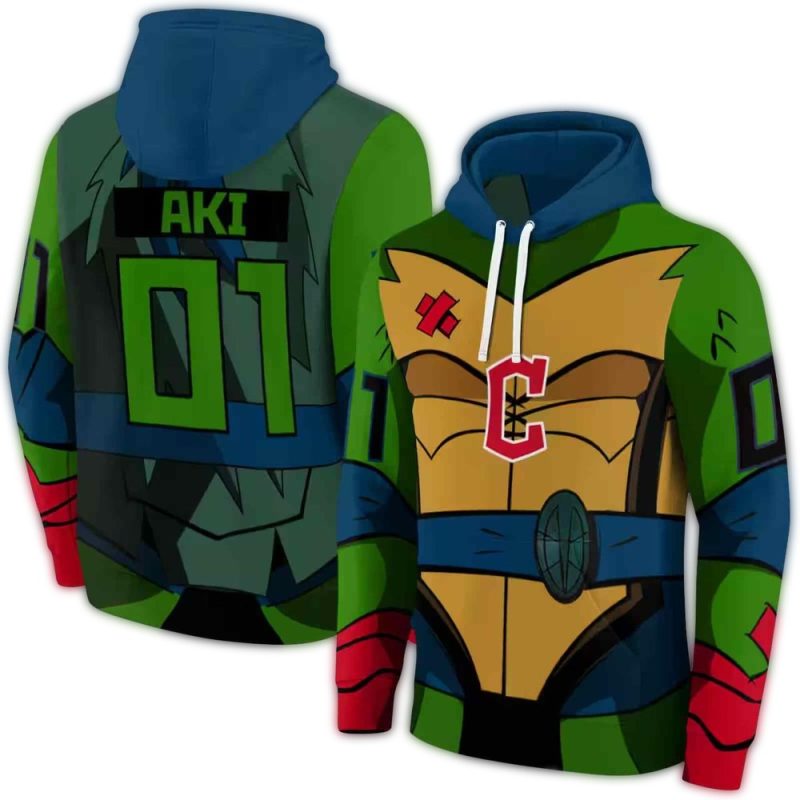 Personalized Name and Number Cleveland Guardians Superhero Armor AOP Hoodie 1