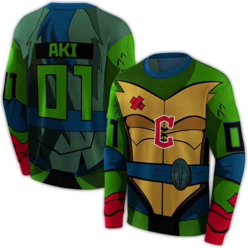 Personalized Name and Number Cleveland Guardians Superhero Armor AOP Sweatshirt 1