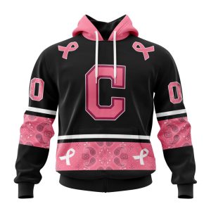 Custom Cleveland Guardians Pink Breast Cancer Awareness Hoodie With Name & Number