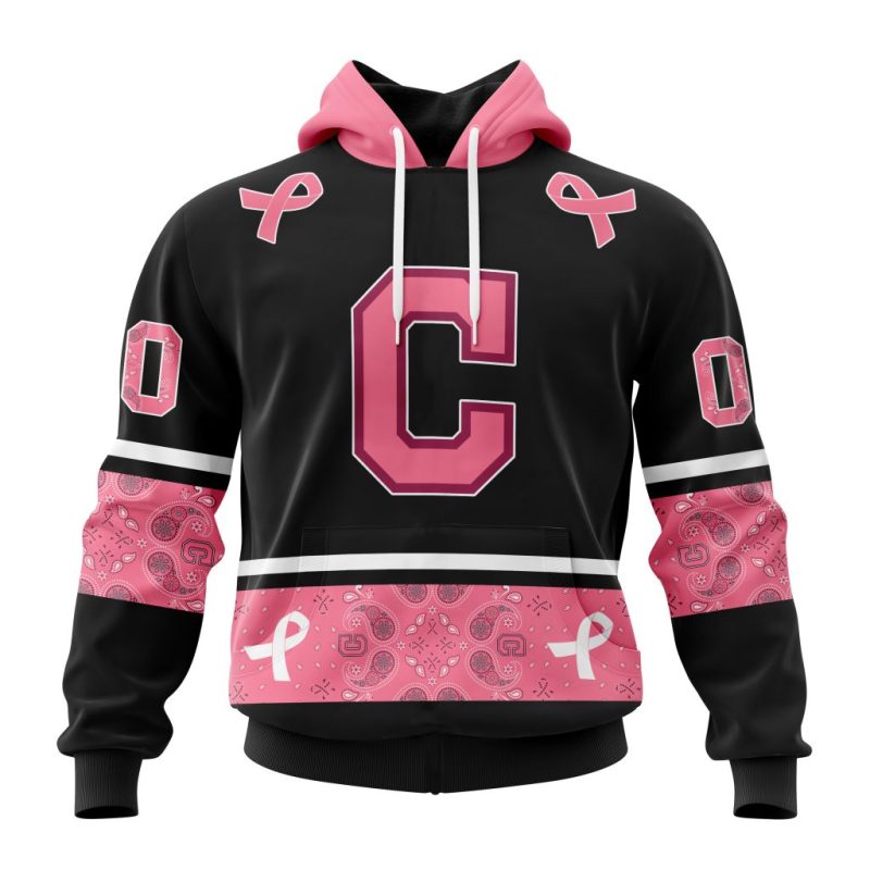 Personalized Name and Number Cleveland Guardians We Wear Pink Breast Cancer AOP Hoodie 1